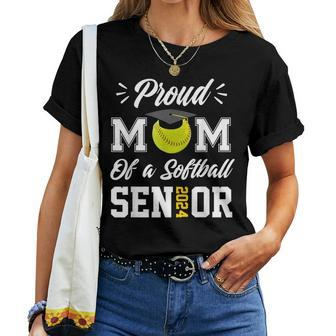Proud Mom Of A Softball Senior 2024 Class Of 24 Graduation Women T-shirt - Seseable