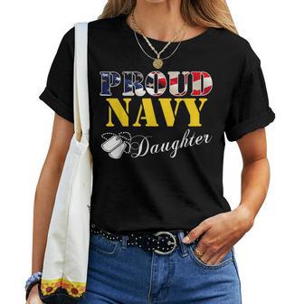 Proud Navy Daughter With American Flag Veteran Women T-shirt - Monsterry