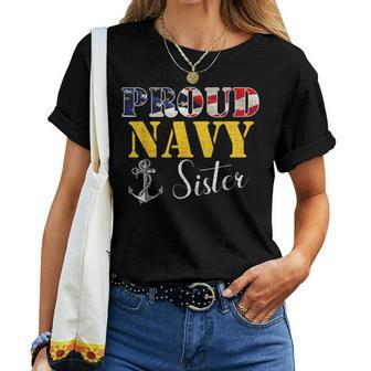 Proud Navy Sister With American Flag For Veteran Day Women T-shirt - Monsterry UK