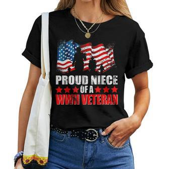 Proud Niece Of A Wwii Veteran American Flag Women Women T-shirt - Monsterry CA