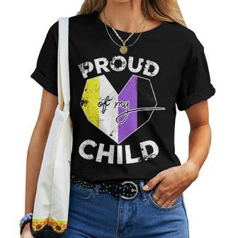 Proud Of My Nonbinary Child Non Binary Pride Flag Dad Mom Women T-shirt - Monsterry