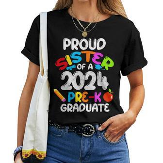 Proud Sister Of 2024 Pre-K Graduate Cute Family Matching Women T-shirt - Seseable