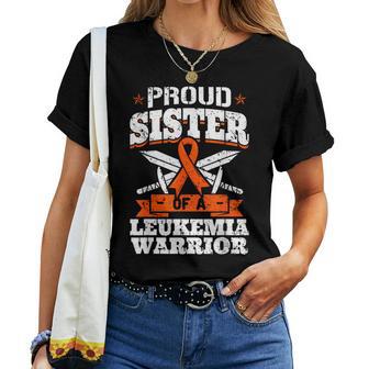 Proud Sister Of A Leukemia Warrior Sis Awareness Ribbon Women T-shirt - Monsterry DE