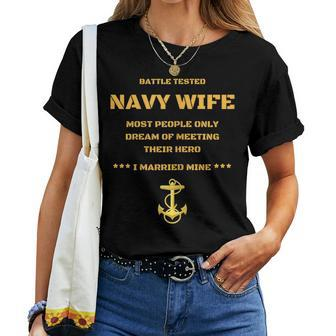 Proud Us Navy Wife Battle Tested Hero Sailor Women T-shirt - Monsterry AU