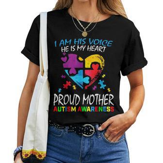 Pround Autism Mom Heart Mother Puzzle Piece Autism Awareness Women T-shirt - Seseable