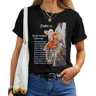 Psalm 23 Christian Bible Scripture The Lord Is My Shepherd Women T-shirt - Monsterry