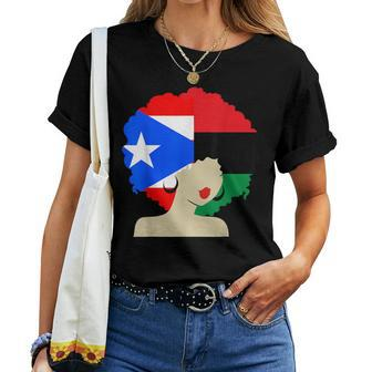 Puerto Rican African Black Woman Afro Hair Pride History Women T-shirt - Monsterry
