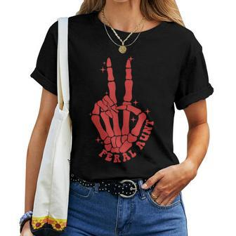 Punk Rock Mom Mother's Day Skeleton Hand Feral Aunt Women T-shirt - Monsterry DE