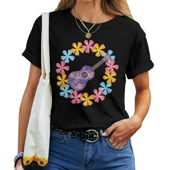 Purple Ukulele Gumamela Hibiscus Flower Lei Women T-shirt - Monsterry DE