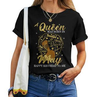 A Queen Was Born In May Birthday Afro Girl Black Women Women T-shirt - Monsterry DE