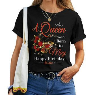 A Queen Was Born In May Girls Batterfly May Birthday Women T-shirt - Monsterry DE