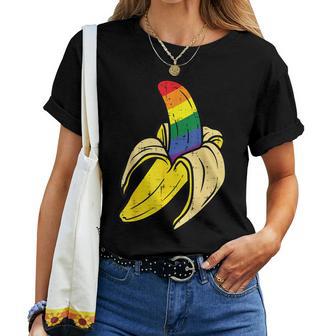 Rainbow Flag Banana Gay Pride Ally Lgbtq Lgbt Pup Women T-shirt - Monsterry DE