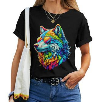 Rainbow Gay Pride Wolf Lesbian Lgbtq Wolves Women T-shirt - Monsterry AU