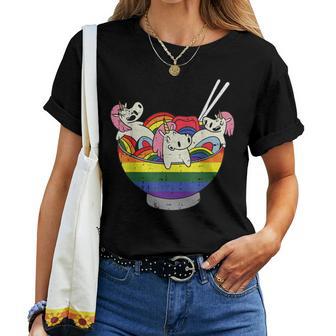 Rainbow Unicorn Ramen Gay Pride Japanese Food Lgbt-Q Ally Women T-shirt - Monsterry AU