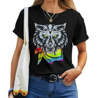Rainbow Wolf Lgbt Gay Pride Wolf Women T-shirt - Monsterry UK