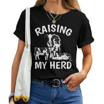 Raising My Herd Farmer Mom Cow Calves Lover Mother's Day Women T-shirt | Mazezy UK