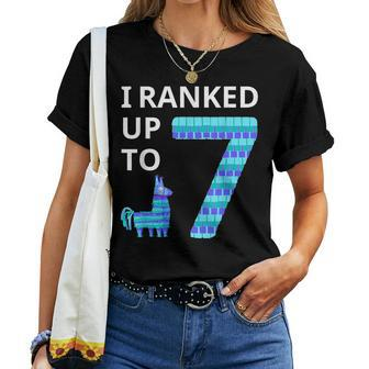 I Ranked Up To 7 Birthday Video Game Llama Piñata Birthday Women T-shirt - Thegiftio UK