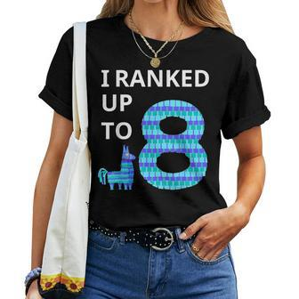 I Ranked Up To 8 Birthday Video Game Llama Piñata Birthday Women T-shirt - Seseable