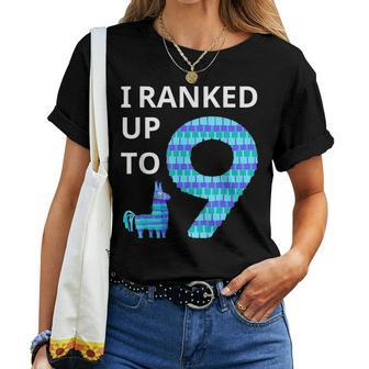 I Ranked Up To 9 Birthday Video Game Llama Piñata Birthday Women T-shirt - Seseable