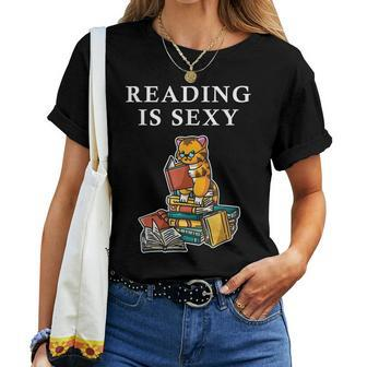 Reading Is Sexy Tiger Cat Reading Reading Women Women T-shirt - Monsterry DE