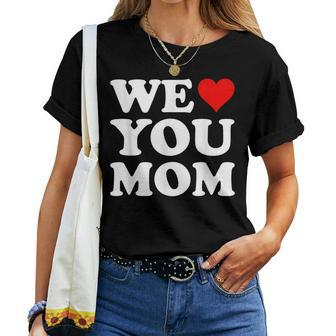 Red Heart We Love You Mom Women T-shirt - Seseable