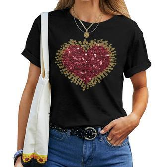 Red Love Heart Valentines Day Tops Girls Ns Women T-shirt - Monsterry