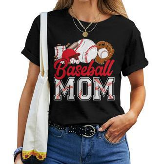 Retro Baseball Mom Mama Baseball Life Softball Life Game Day Women T-shirt - Monsterry