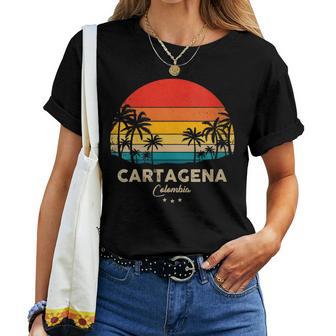 Retro Cartagena Colombia Souvenir Sunset Women T-shirt - Monsterry AU