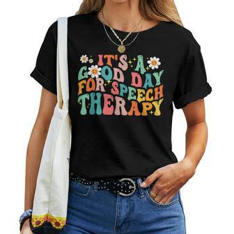 Retro Groovy It's A Good Day For Speech Therapy Smile Face Women T-shirt - Monsterry DE