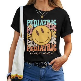 Retro Groovy Pediatric Nursing Nurse Life Cute Women T-shirt - Monsterry CA