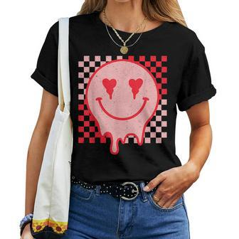 Retro Groovy Valentines Day Hippie Heart Matching Women T-shirt - Seseable