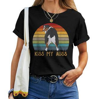 Retro Kiss My Auss Aussie Mom Australian Shepherd Women T-shirt - Monsterry