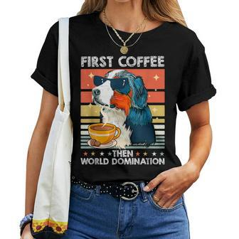 Retro Pet Sunglasses Coffee Vintage Bernese Mountain Dog Women T-shirt - Monsterry