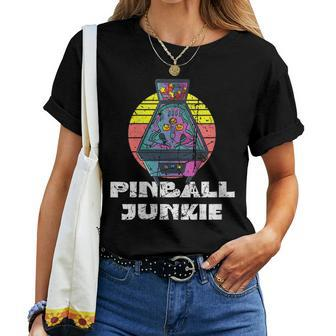 Retro Vintage Arcade Distressed Play Pinball Women T-shirt - Monsterry UK