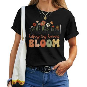 Retro Wildflower Early Intervention Helping Tiny Human Bloom Women T-shirt - Seseable