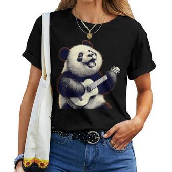 Riesen Panda Spielt Gitarre Lustige Rockmusik Gitarre Panda T-shirt Frauen - Geschenkecke