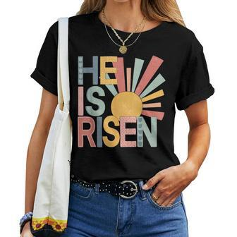 He Is Risen Matthew 286 Easter Day Christian Jesus Bunny Women T-shirt - Seseable