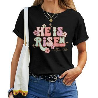 He Is Risen Matthew 286 Happy Easter Retro Christian Jesus Women T-shirt - Seseable