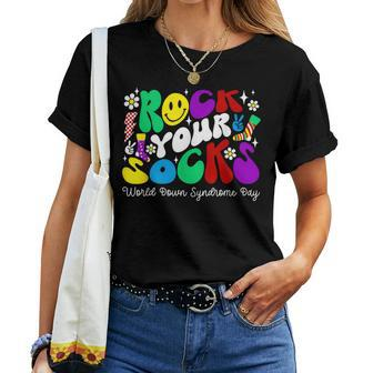 Rock Your Socks Down Syndrome Awareness Day Groovy Wdsd Women T-shirt - Seseable