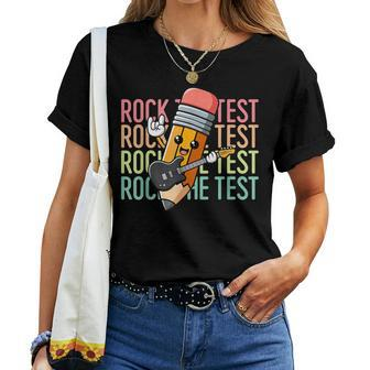 Rock The Test Day Teacher Testing Day Motivational Women T-shirt | Mazezy CA