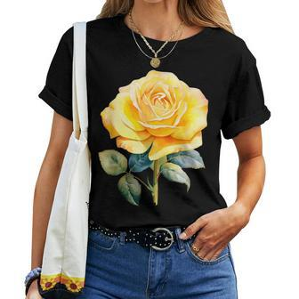 Rose Flower Yellow Floral Women T-shirt - Seseable