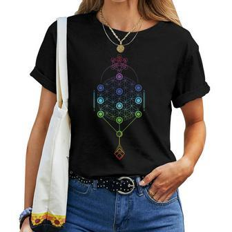 Sacred Geometry Flower Of Life Yoga Women T-shirt - Monsterry