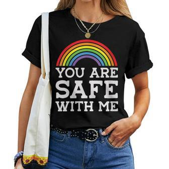 You Are Safe With Me Straight Ally Lgbtqia Rainbow Pride Women T-shirt - Monsterry CA