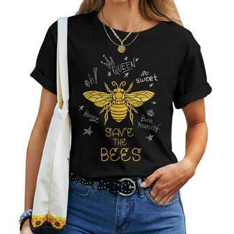 Save The Bees Graffiti Apiary Bee Beekeeper Earth Day Women T-shirt - Monsterry