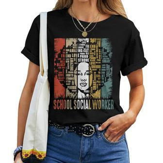 School Social Worker Afro African Black History Month Women T-shirt - Monsterry