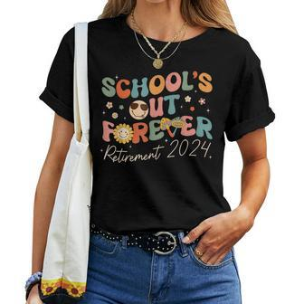 School's Out Forever Retired Teacher 2024 Groovy Retirement Women T-shirt | Mazezy DE