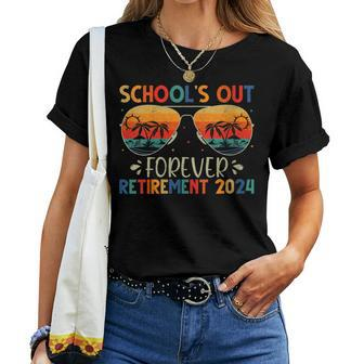 School's Out Forever Retirement 2024 Retro Retired Teacher Women T-shirt - Monsterry UK