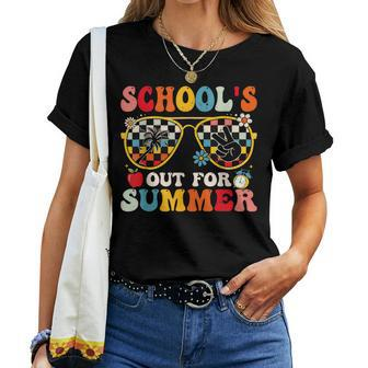 Schools Out For Summer Groovy Last Day Of School Teacher Women T-shirt - Seseable