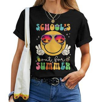 School's Out For Summer Teacher Last Day Of School Groovy Women T-shirt - Monsterry