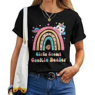 Scouts For Girls Cookie Dealer Rainbow And Unicorn Women T-shirt - Monsterry